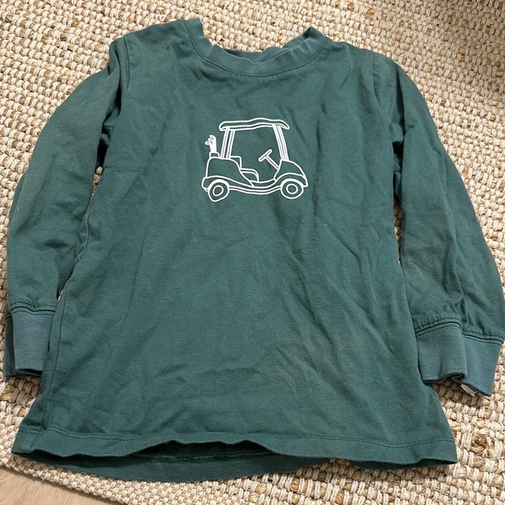 Kids Green Golf Cart Long Sleeve Shirt